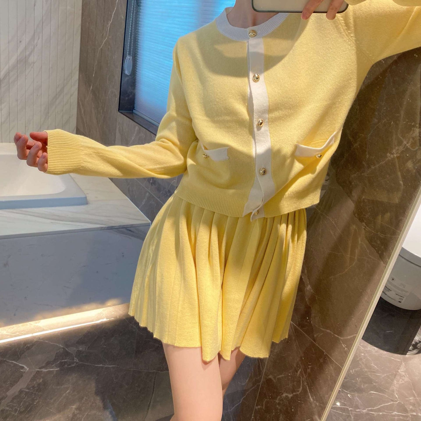 Wool knit two-piece dress