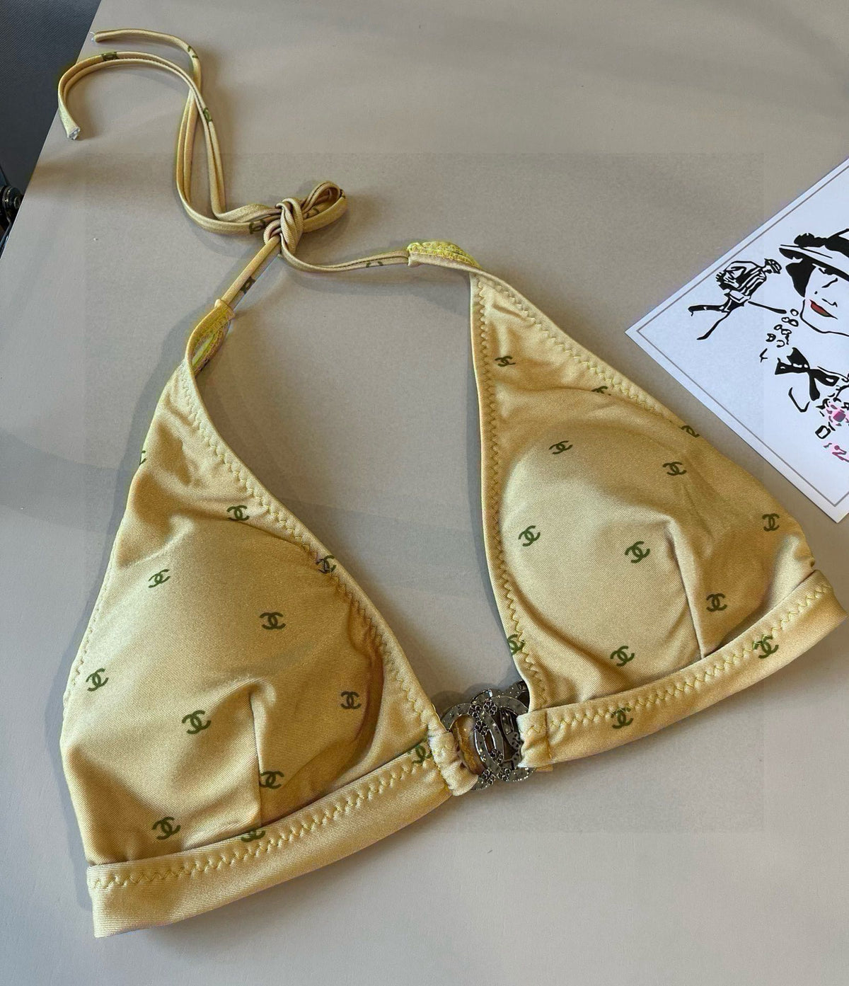 CC BIKINI SWIMSUIT SET IN YELLOW AND GREEN LOGO 606523