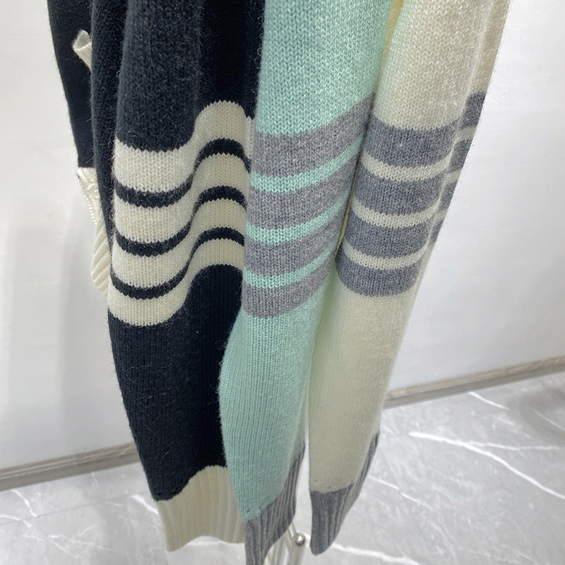 Four-bar wool cardigan