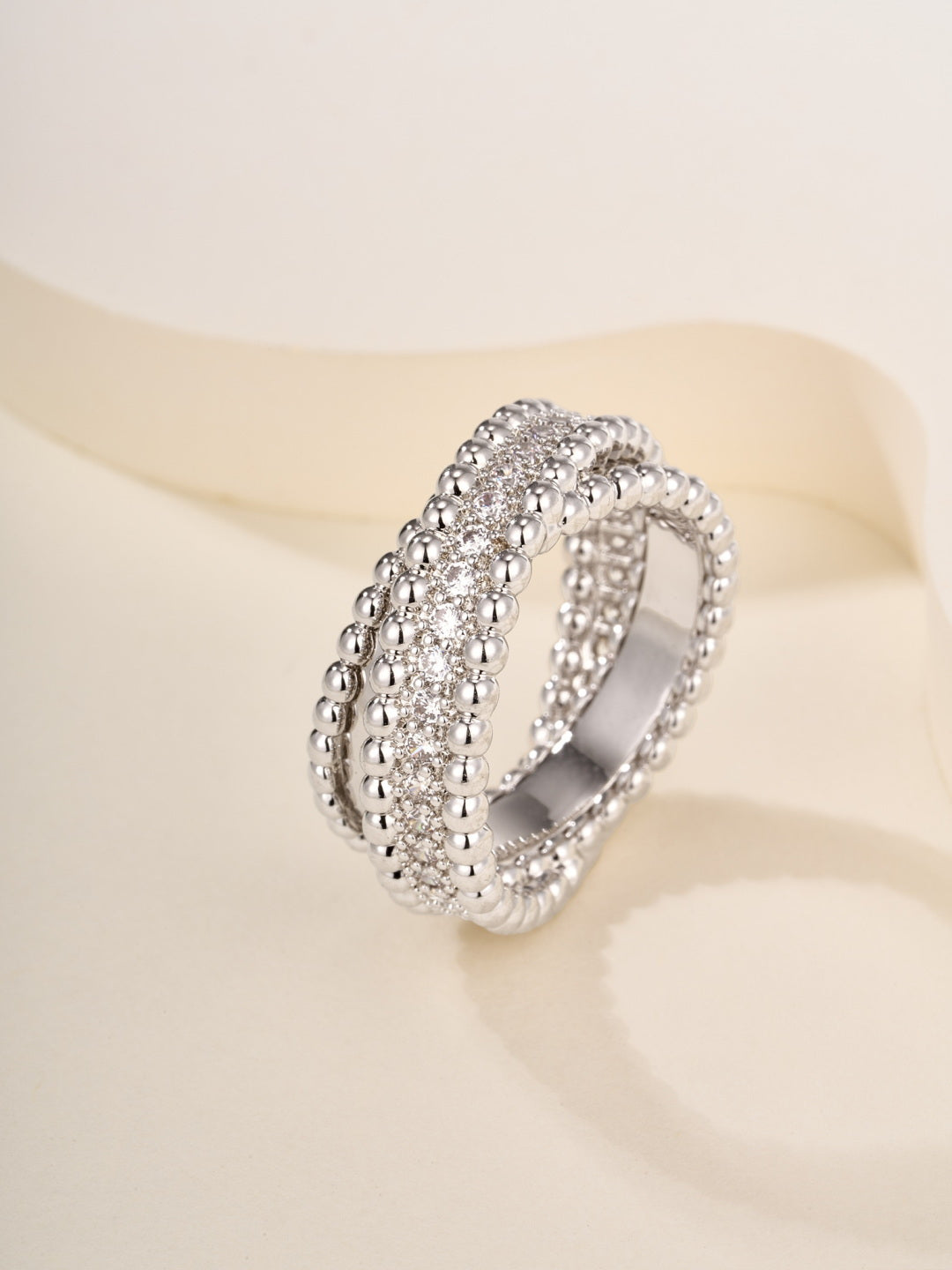Van Cleef & Arpels Style Gold Bead Ring