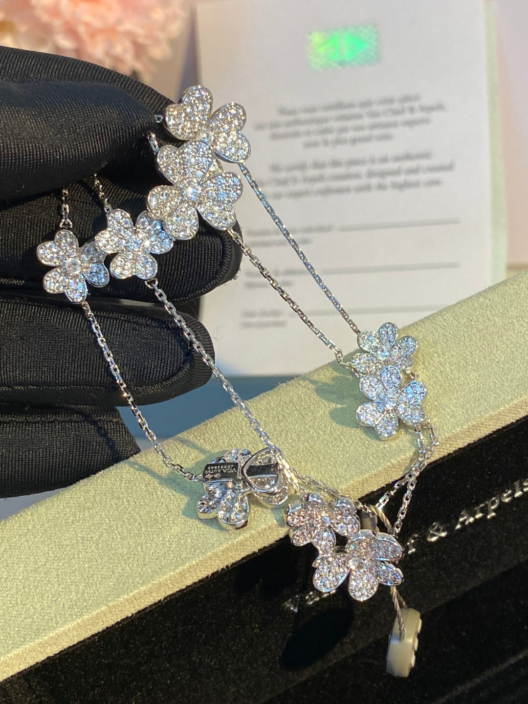 an Cleef & Arpels Pavé Diamond Clover Necklace