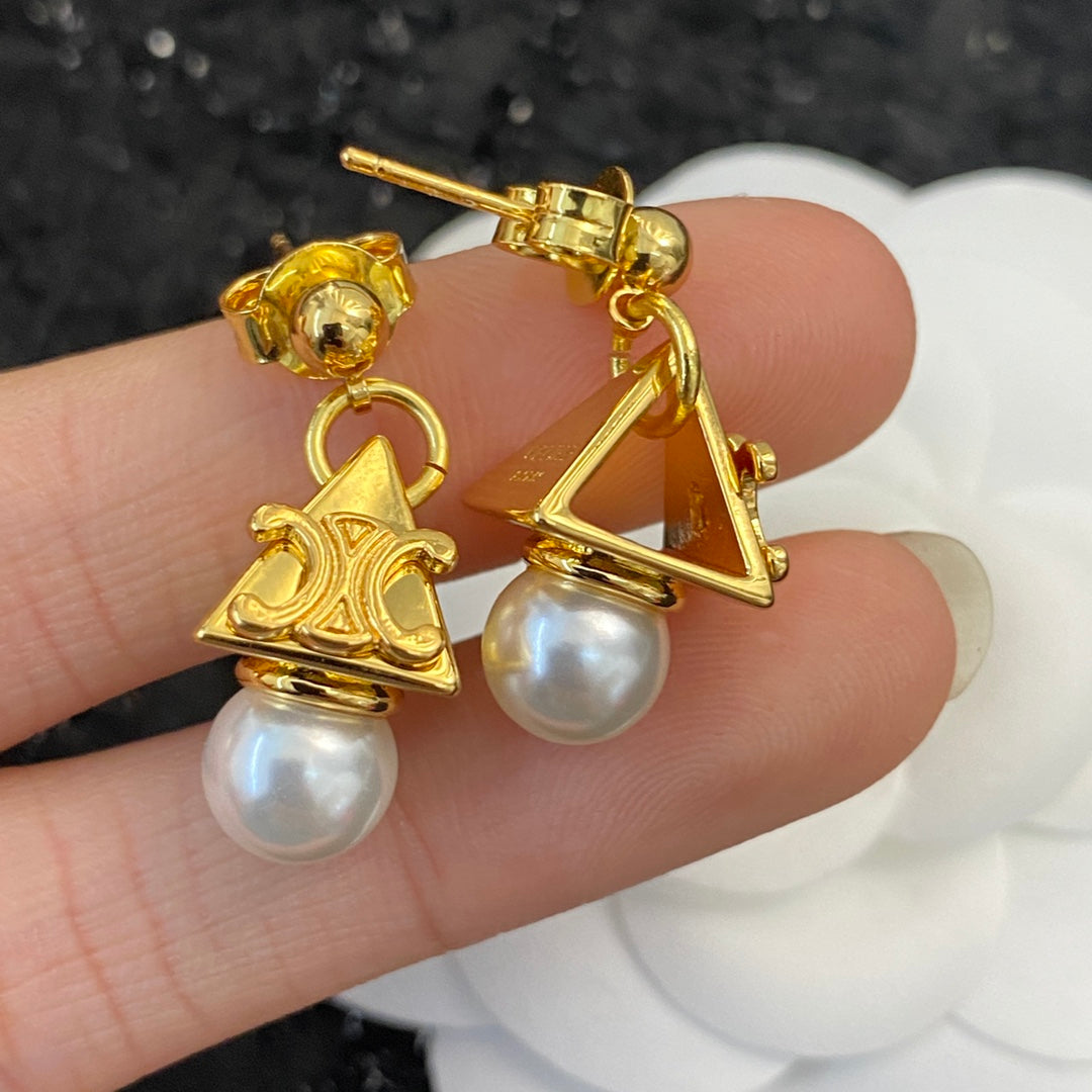 CELINE Pearl Triomphe Earrings