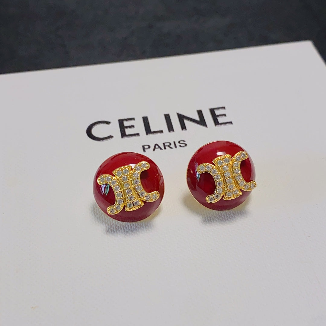 CELINE Crystal Triomphe Earrings