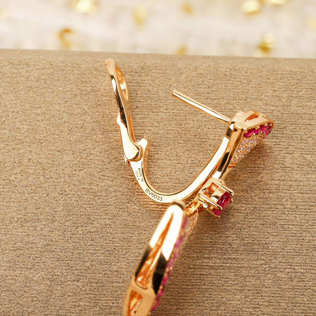 BVLGARI 925 Silver Crystal Earrings