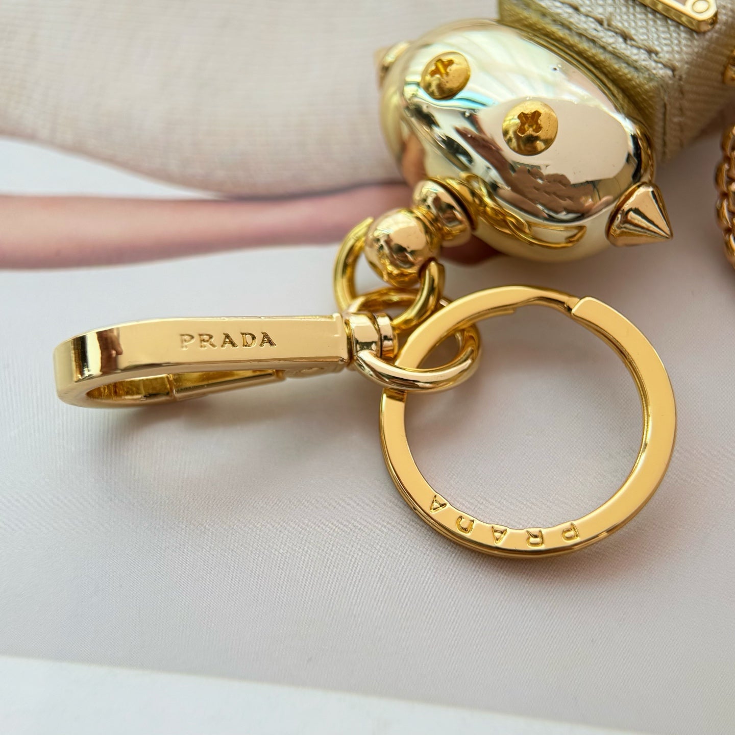 PRADA Enamel Leather Keychain