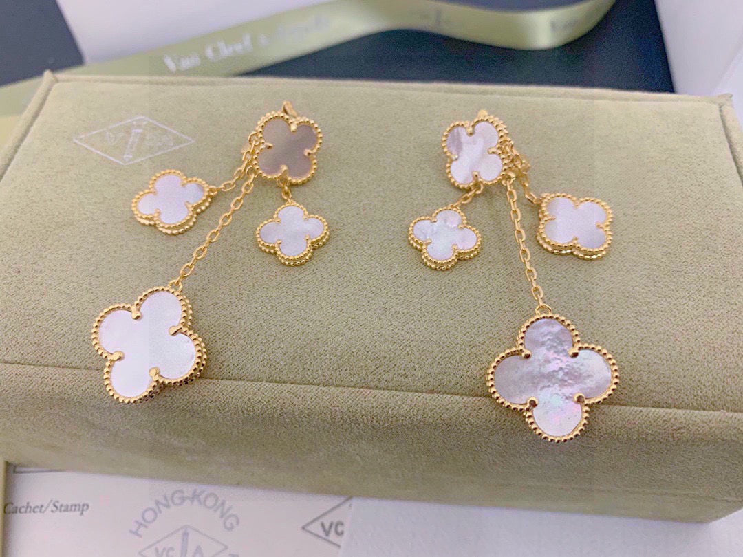 Van Cleef & Arpels Style Four-Leaf Clover Earrings