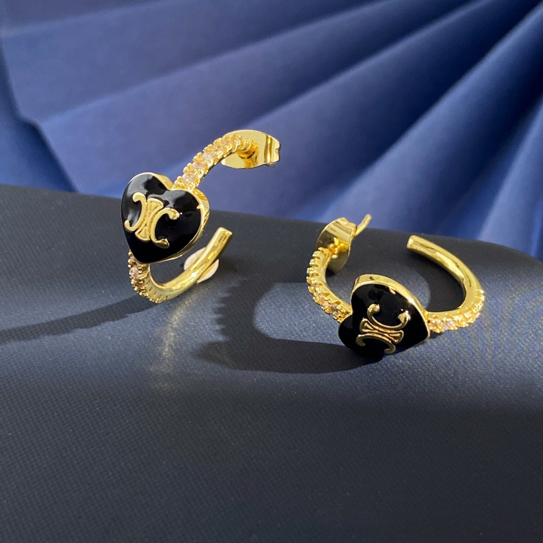 CELINE Brass Crystal Earrings