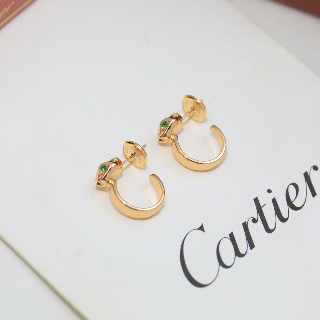 Cartier-Style Panther Head Stud Earrings