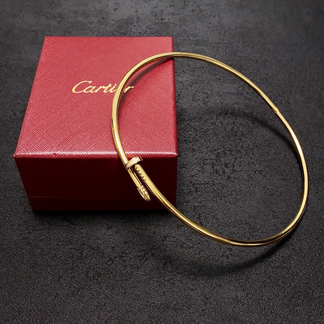 Cartier-Style Nail Collar Necklace with Diamonds
