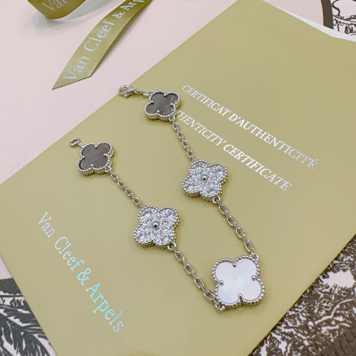 Van Cleef & Arpels-Style Rainbow Clover Bracelet