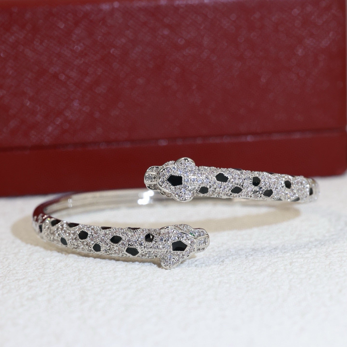 Cartier-Style Panther Head Pavé Bracelet