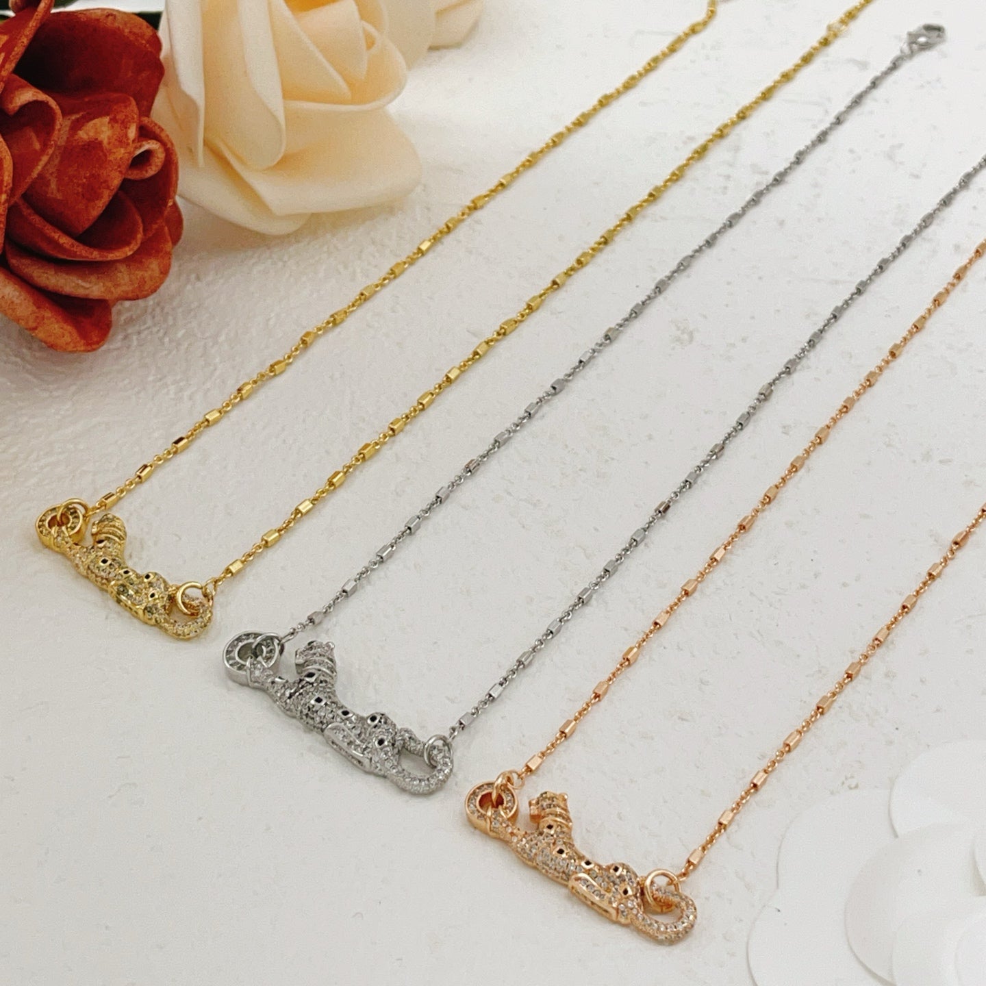 Cartier Gold Full-Diamond Panther Necklace