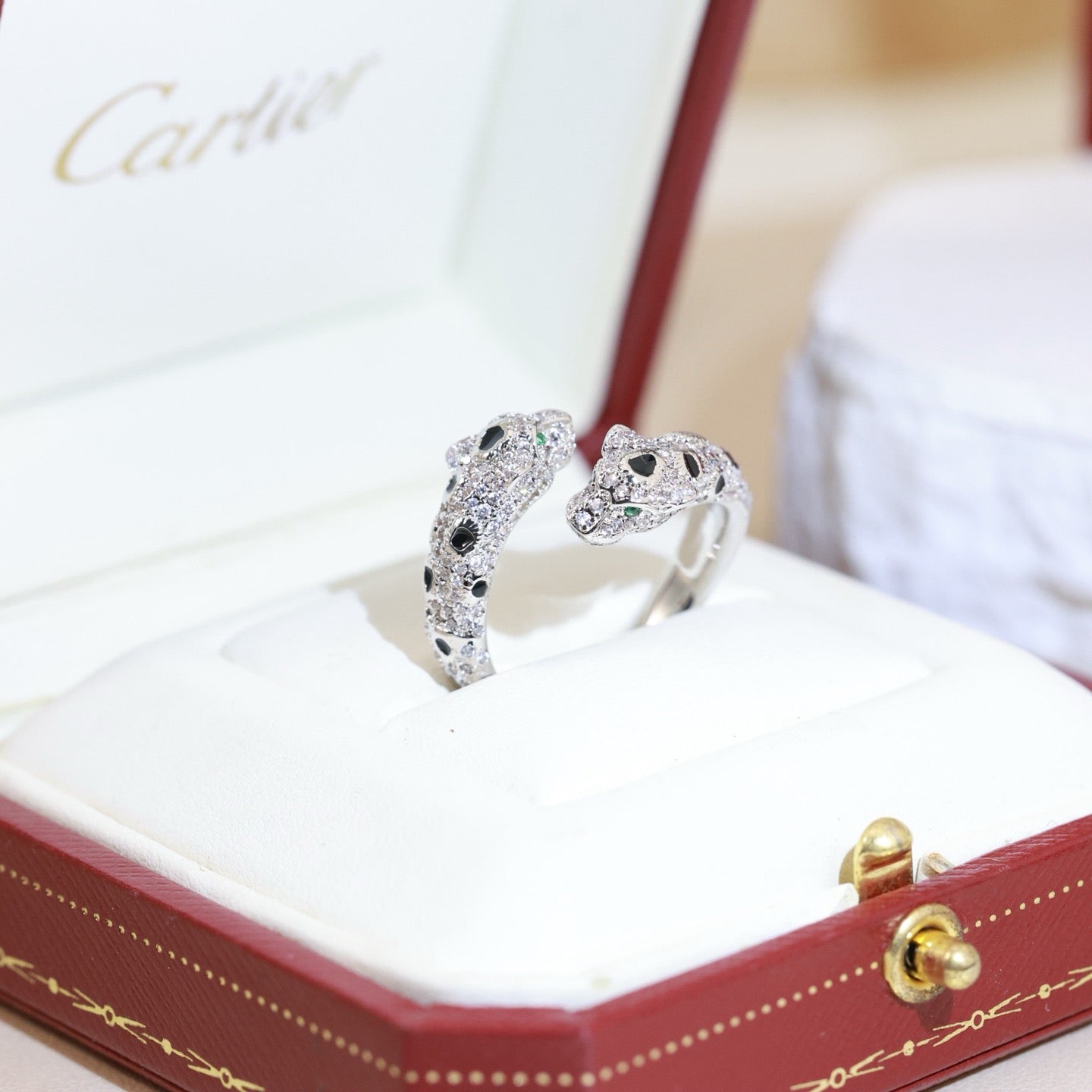 Cartier 18K Gold Pavé Diamond Panther Head Ring