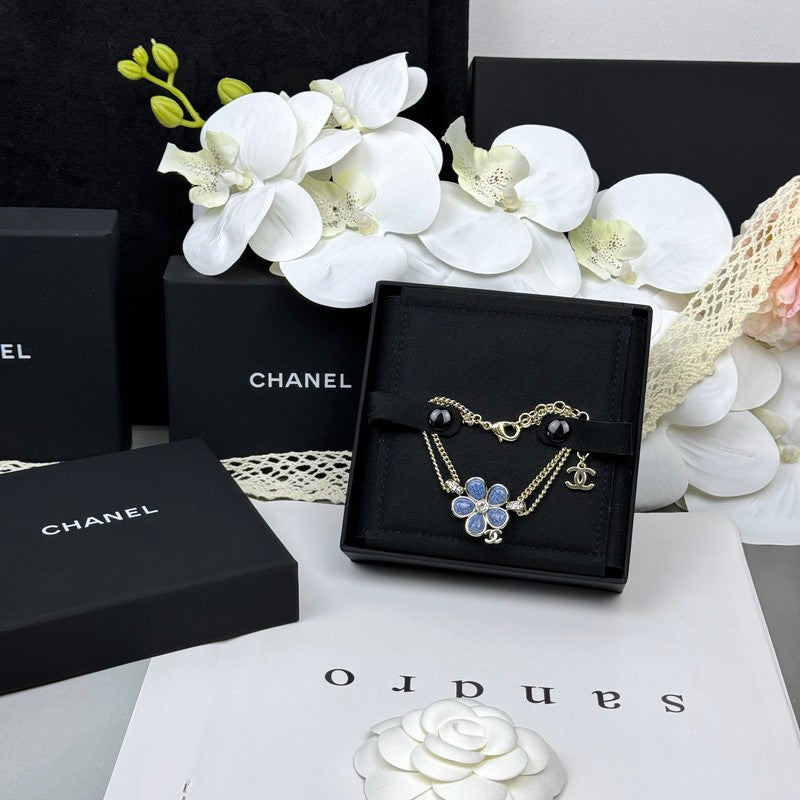 18K Chanel 26C Blue Flower Diamond Bracelet