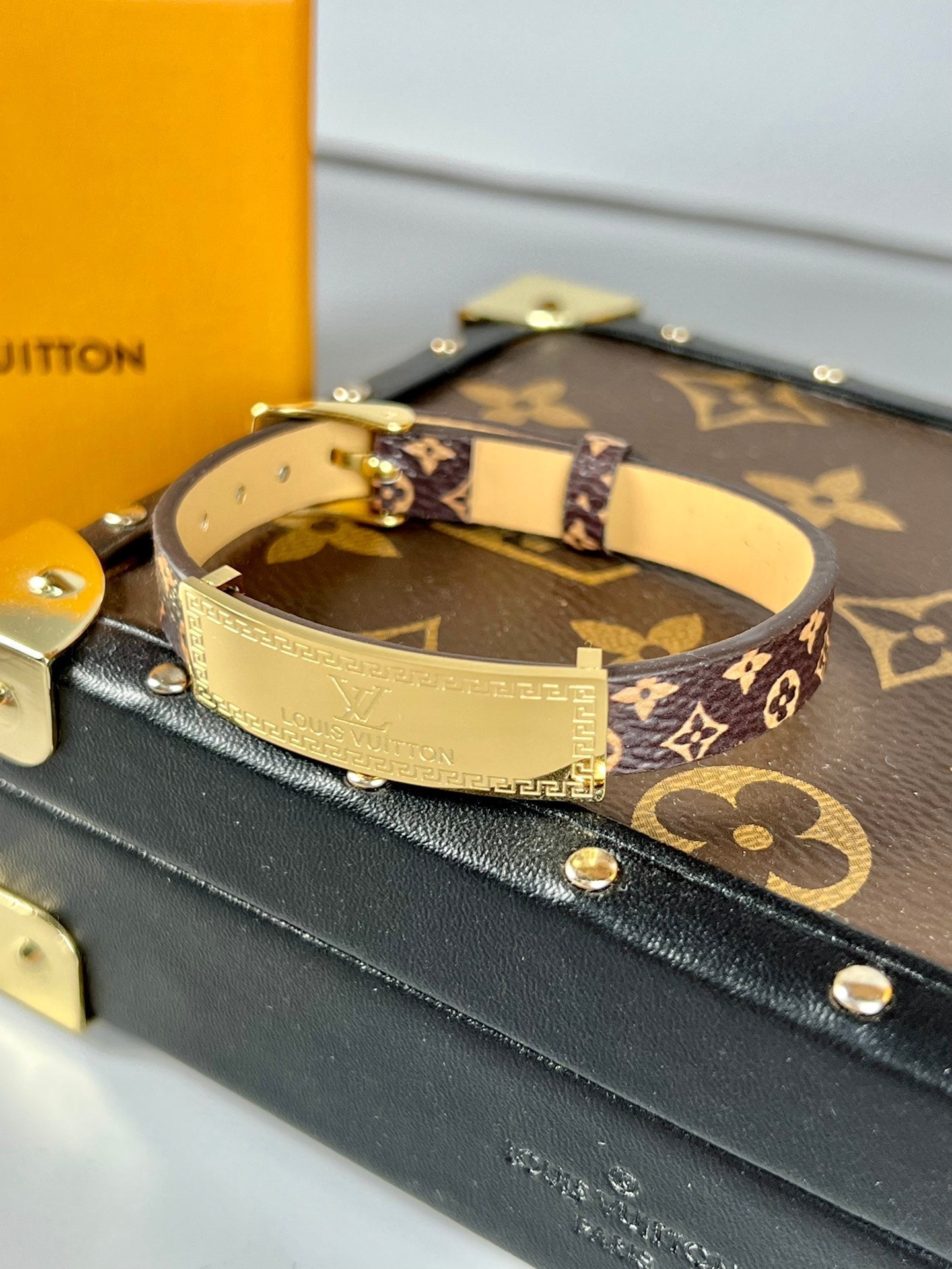 18K Louis Vuitton Leather Bracelet