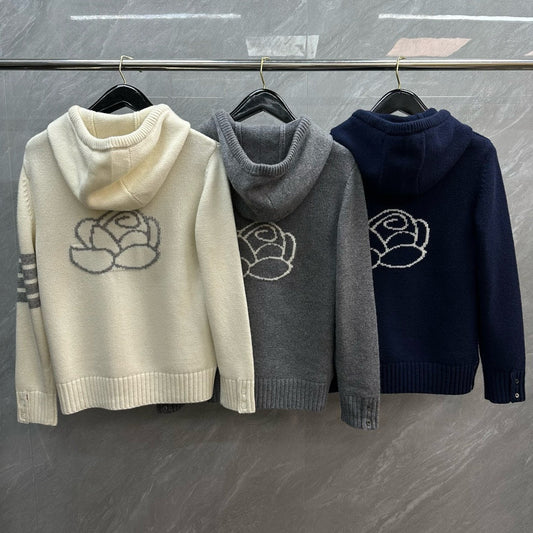 Thick hooded cardigan