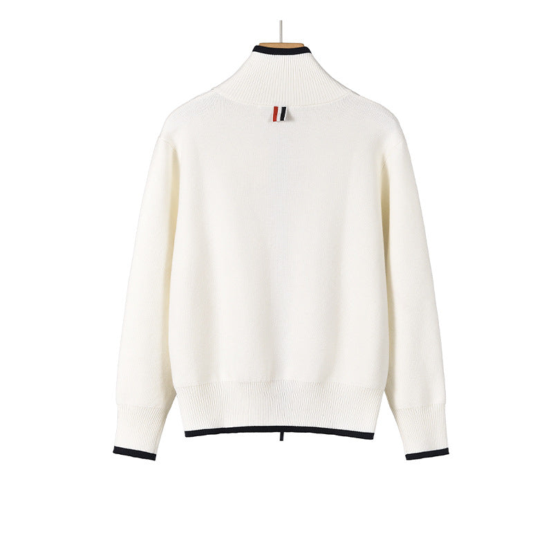 Cotton and wool knitted cardigan