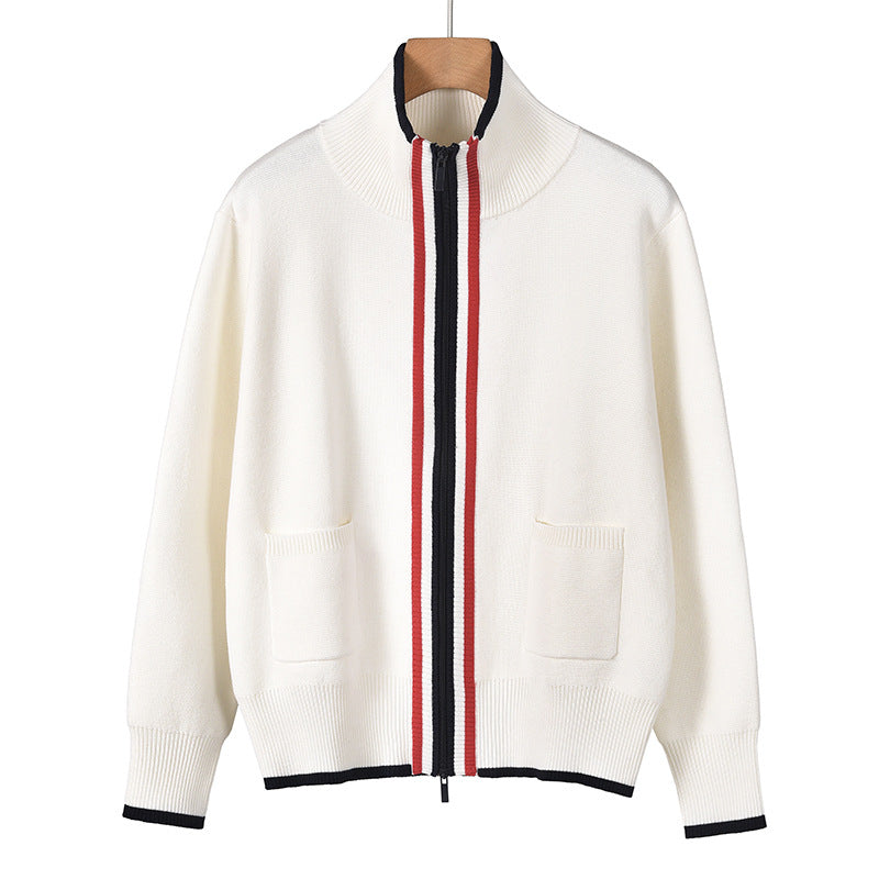 Cotton and wool knitted cardigan