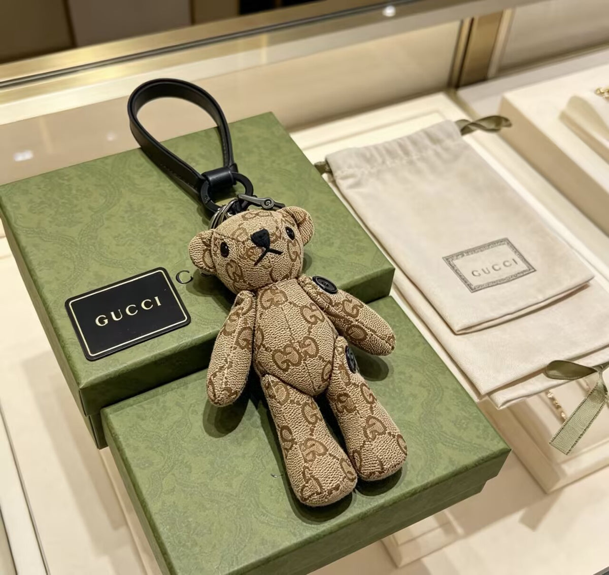 Gucci Vintage Double G Little Bear Keychain Bag Charm | Playful Italian Luxury