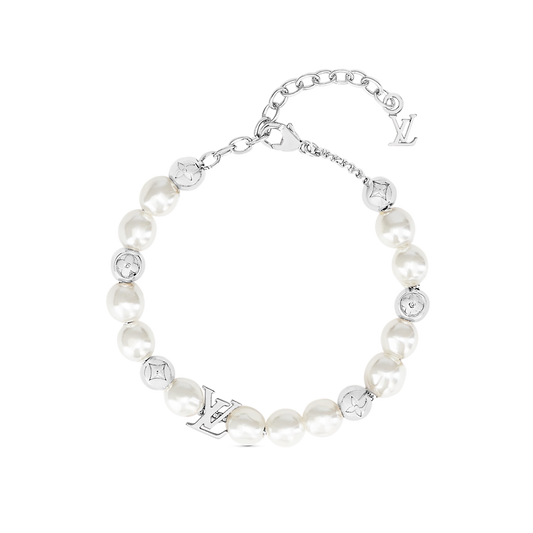 18K Louis Vuitton Monogram White Pearls Bracelet