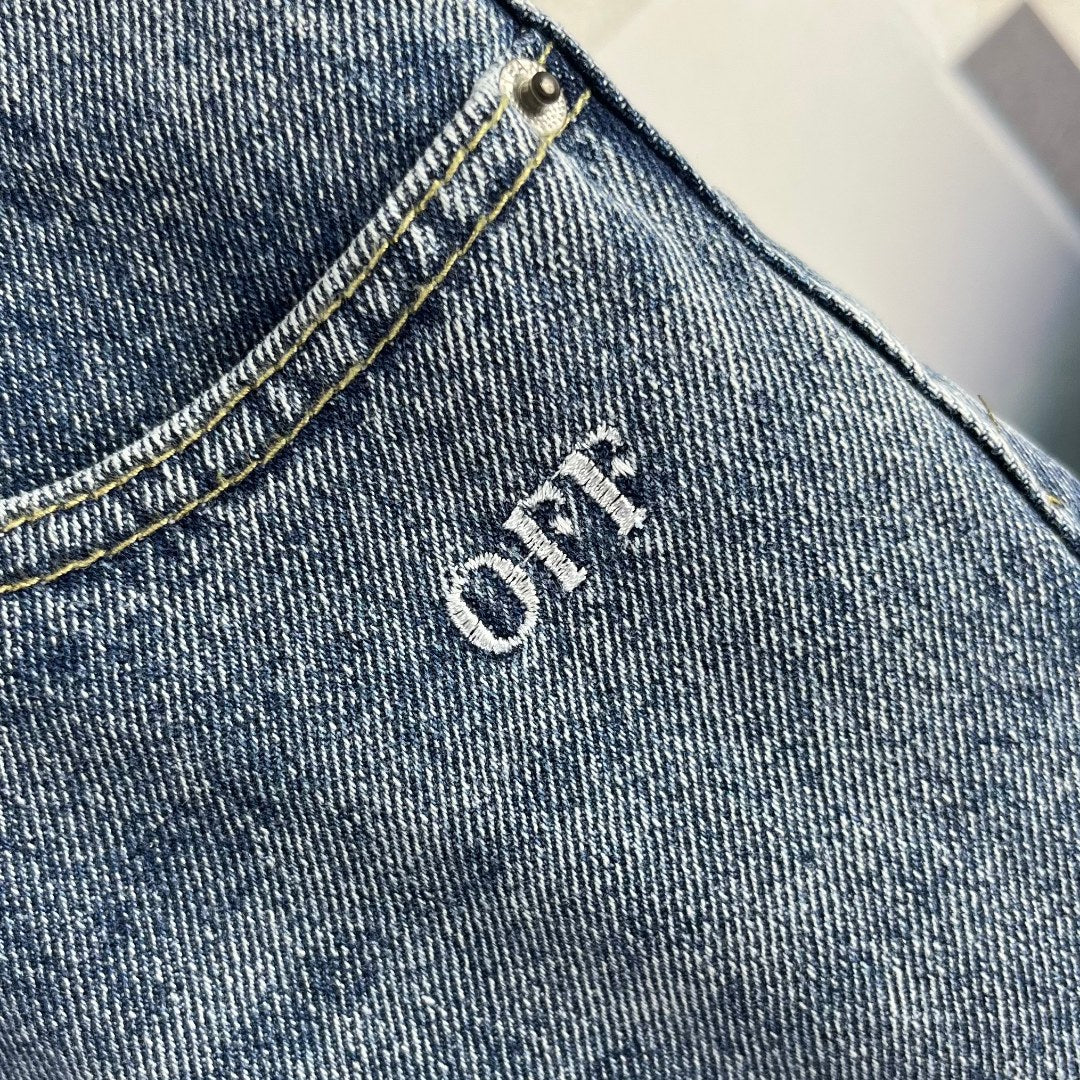 OFF  Diagonal-stripe denim jeans for couples