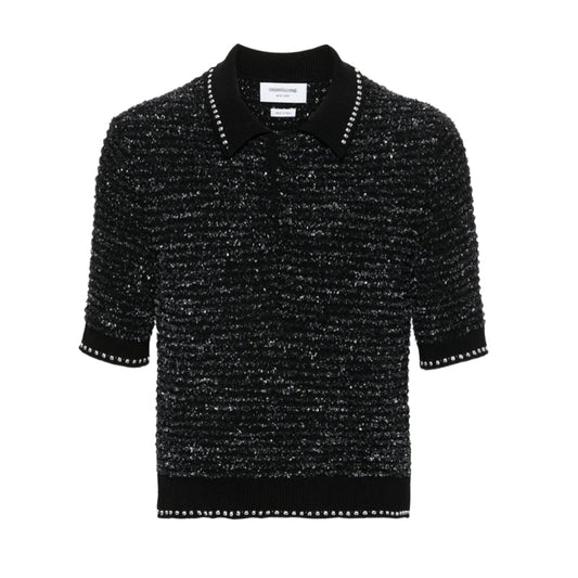 Chunky knit polo shirt