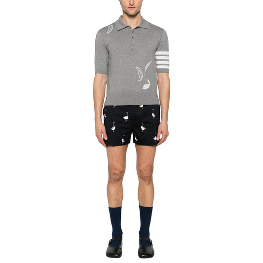 Feather Leaf Knitted POLO Shirt