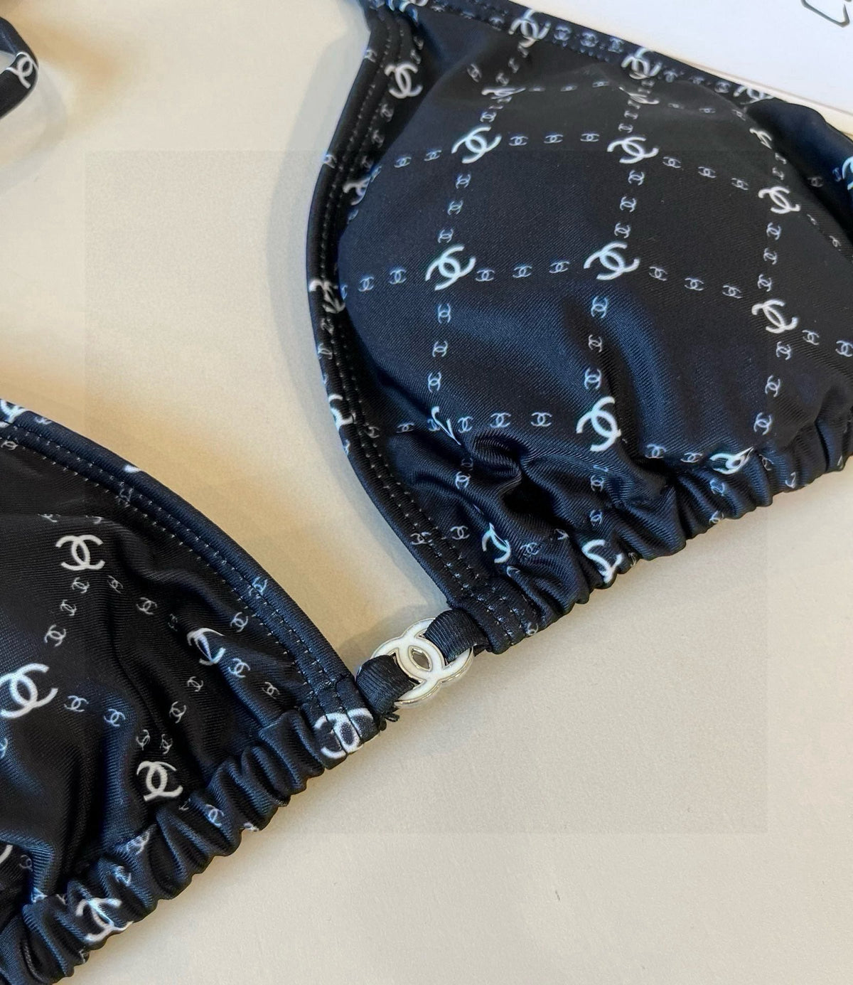 CC BIKINI SWIMSUIT SET IN BLACK AND WHITE PLAID 629230