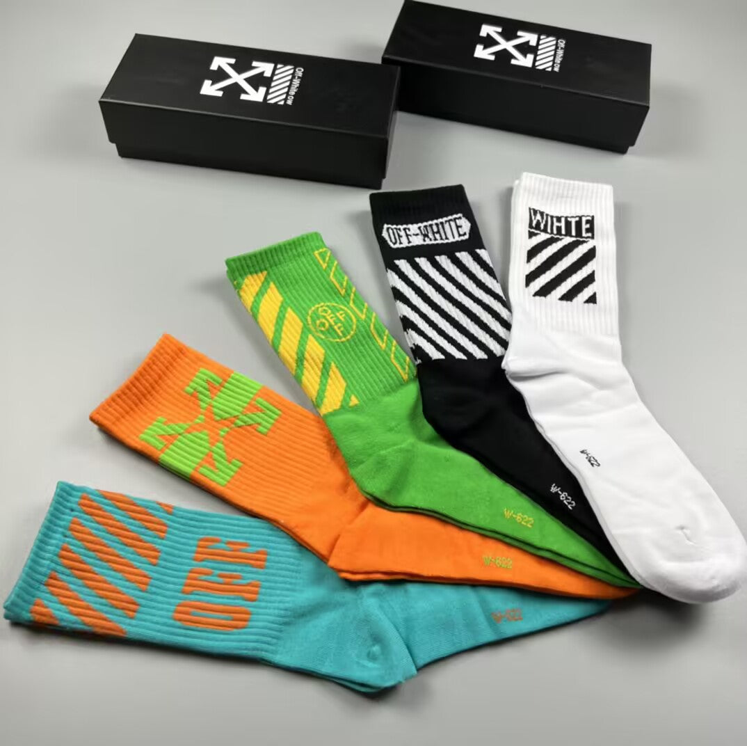 Off-White Pure Cotton Mid-Length Socks