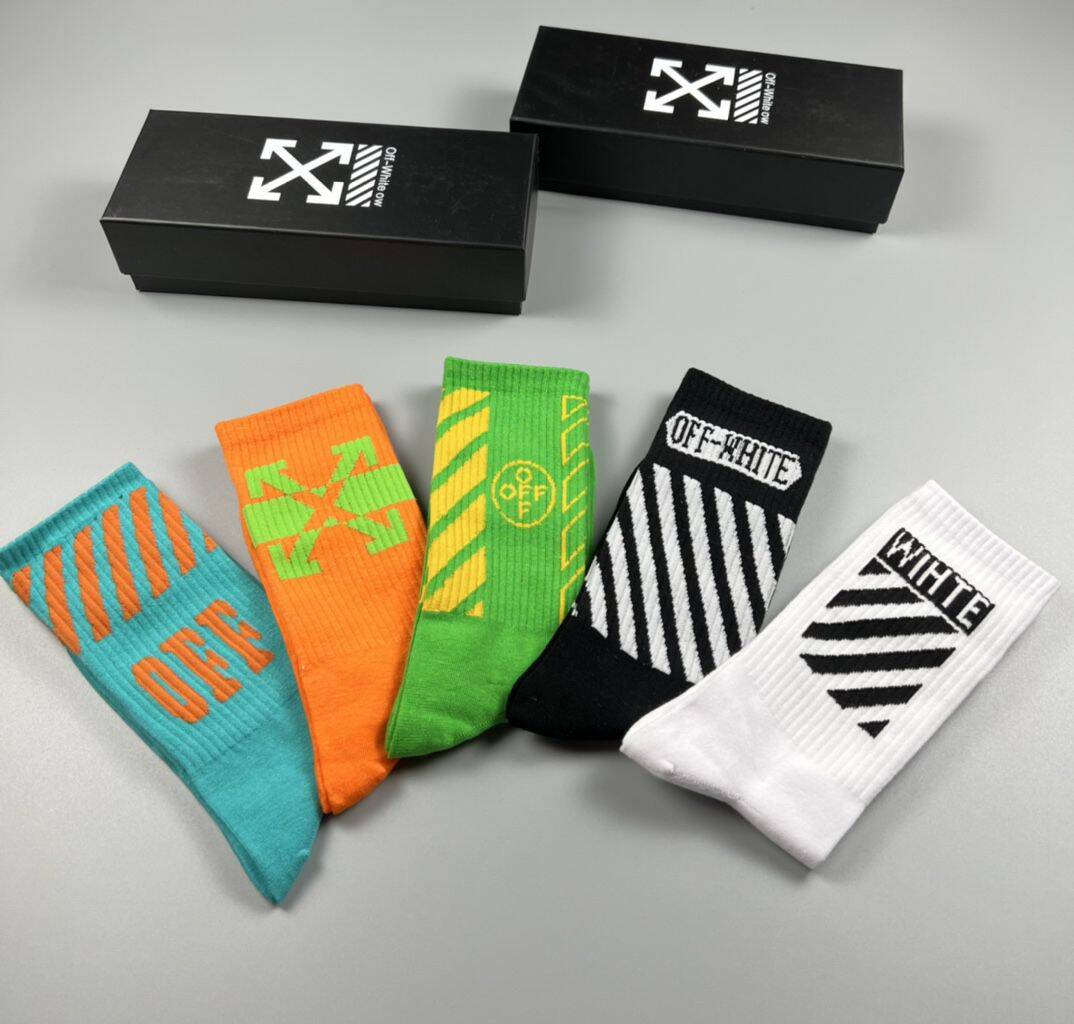 Off-White Pure Cotton Mid-Length Socks