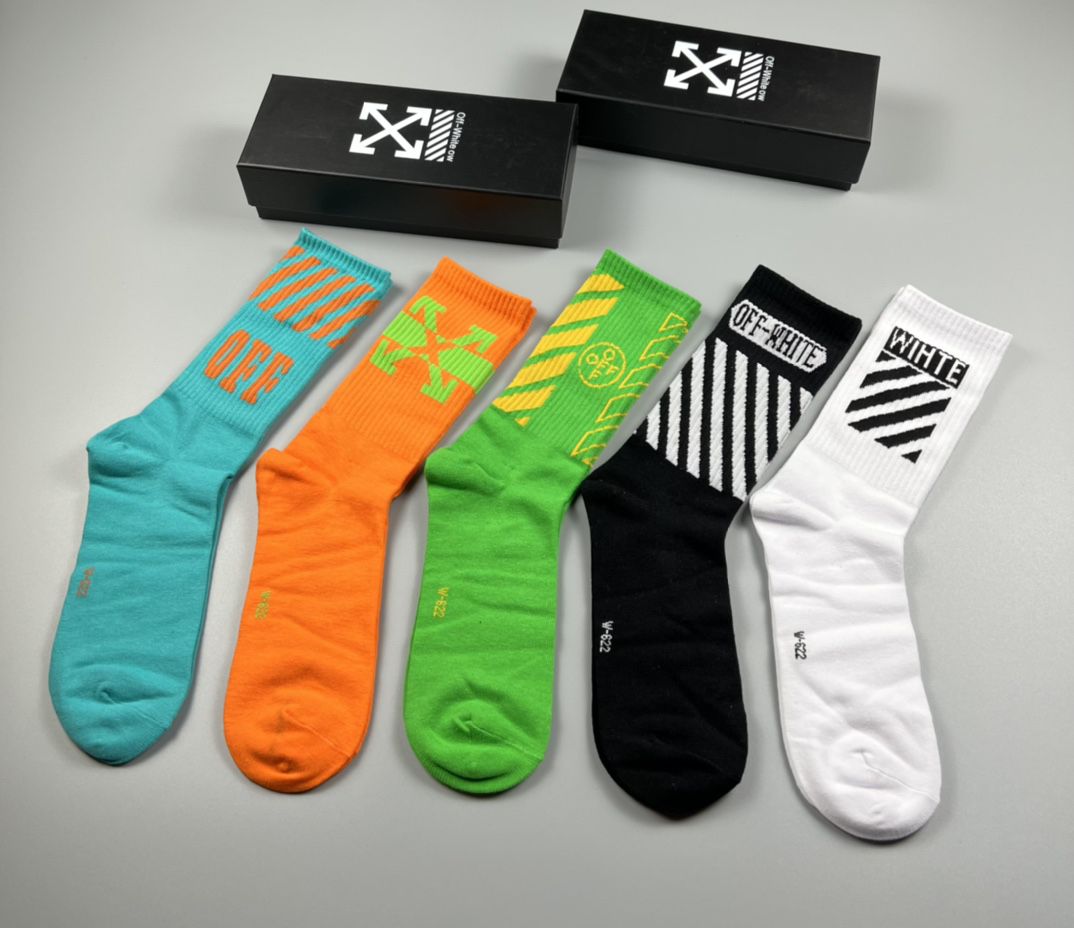 Off-White Pure Cotton Mid-Length Socks