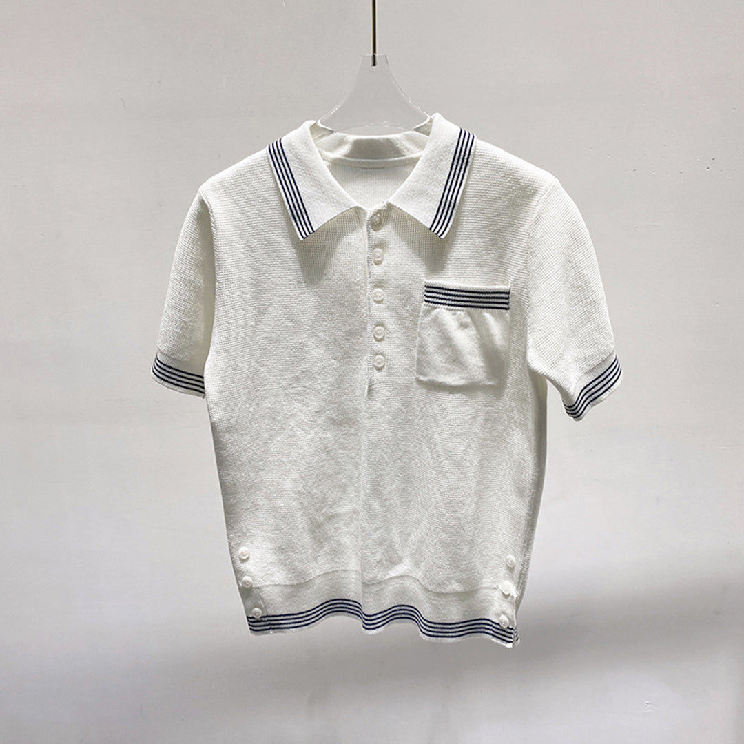 Women stripe POLO shirt