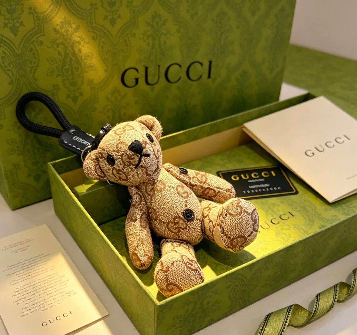 Gucci Vintage Double G Little Bear Keychain Bag Charm | Playful Italian Luxury