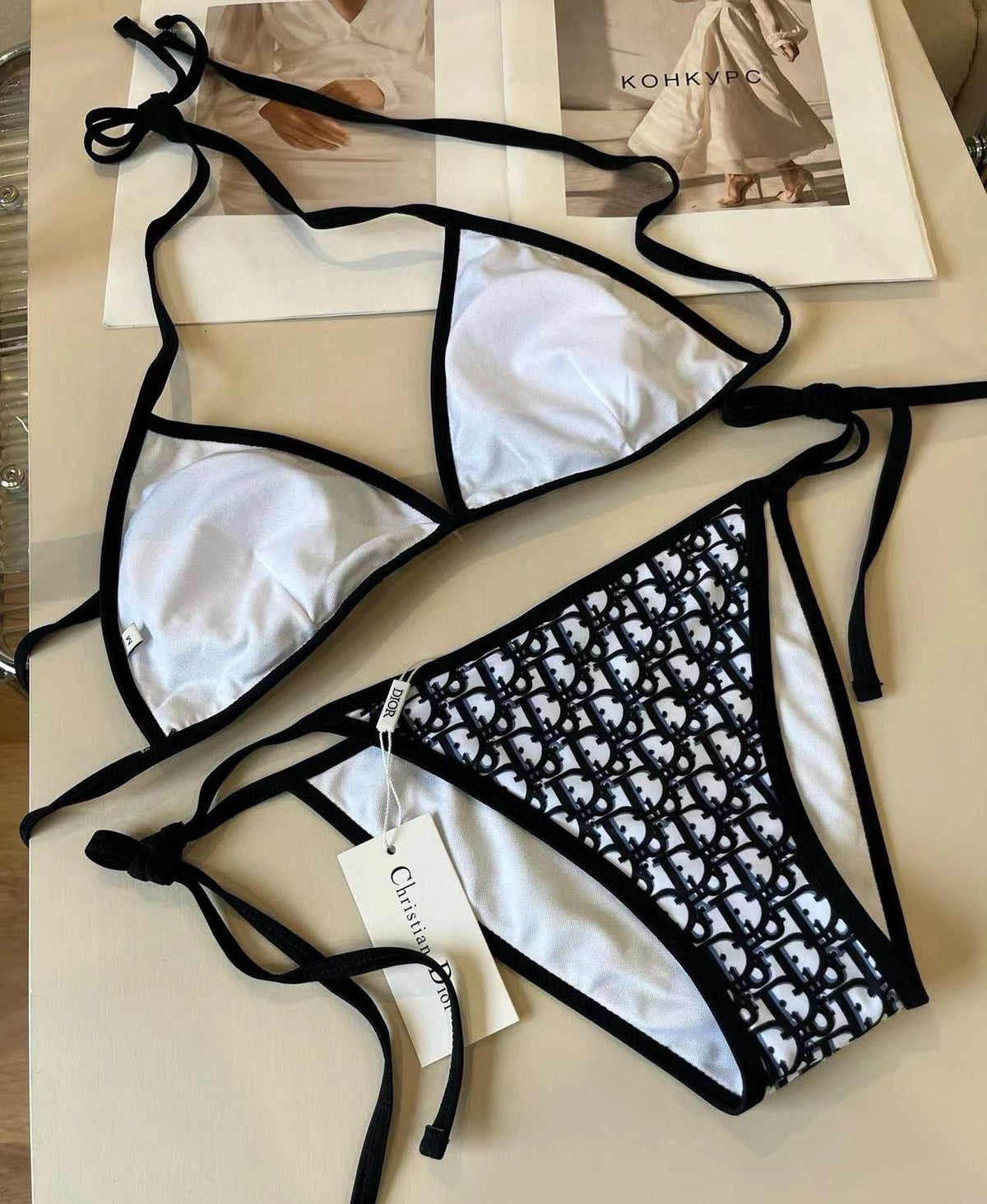CD Oblique Bikini Navy Blue Polyamide