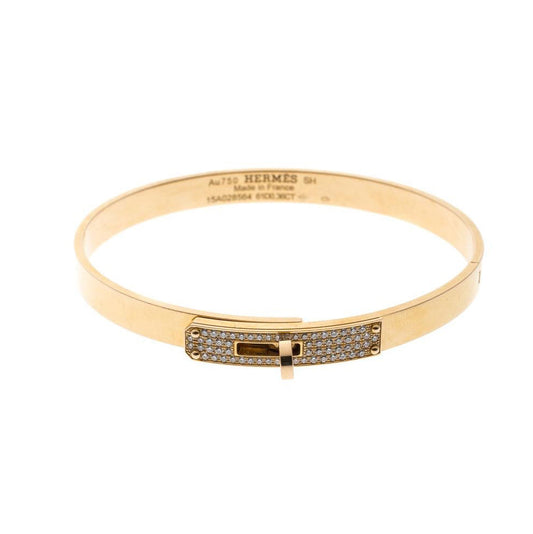 18K Kelly Small Model Diamond Hermes Bracelet