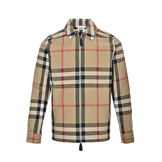 Burberry Large-Check Lapel Shirt Jacket