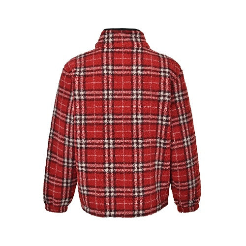 Burberry Red Plaid Suede Jacket