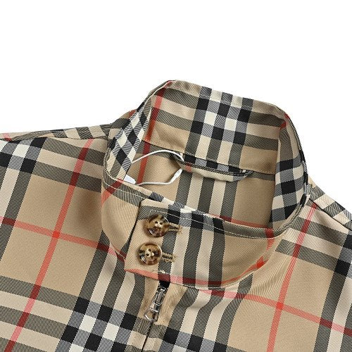 Burberry Checked Zip-Up Jacket with Stand Collar