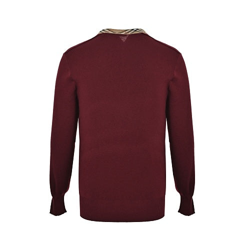 Burberry Checked-collar knitted wool sweater