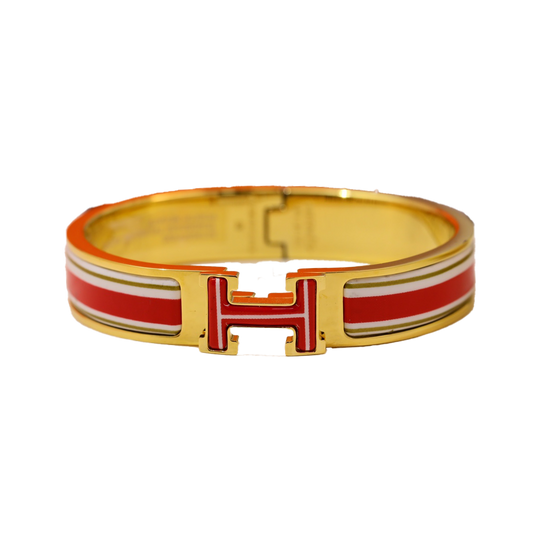 18K Clic Hermes Red & White Bracelet