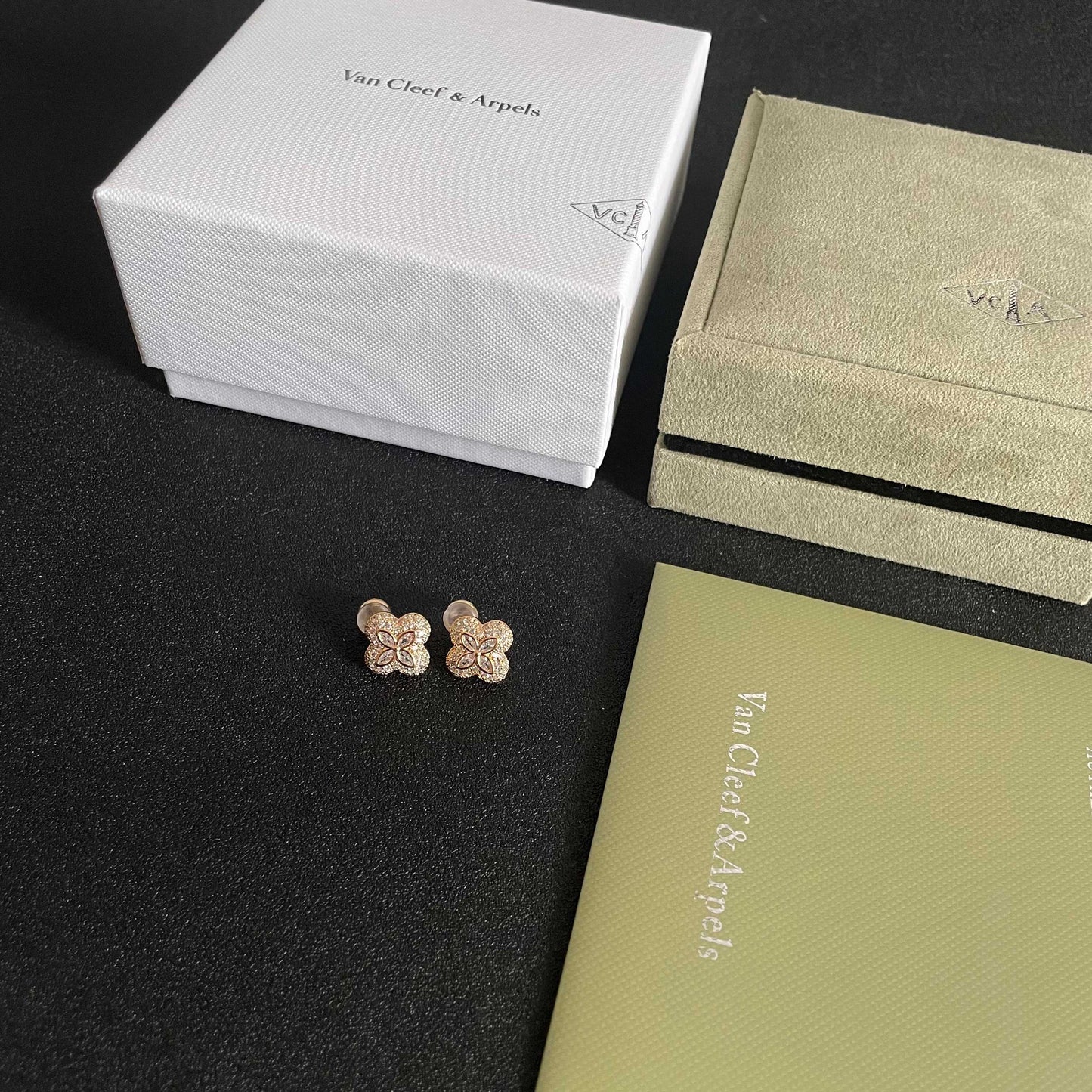 Van Cleef & Arpels Pavé Diamond Clover Stud Earrings