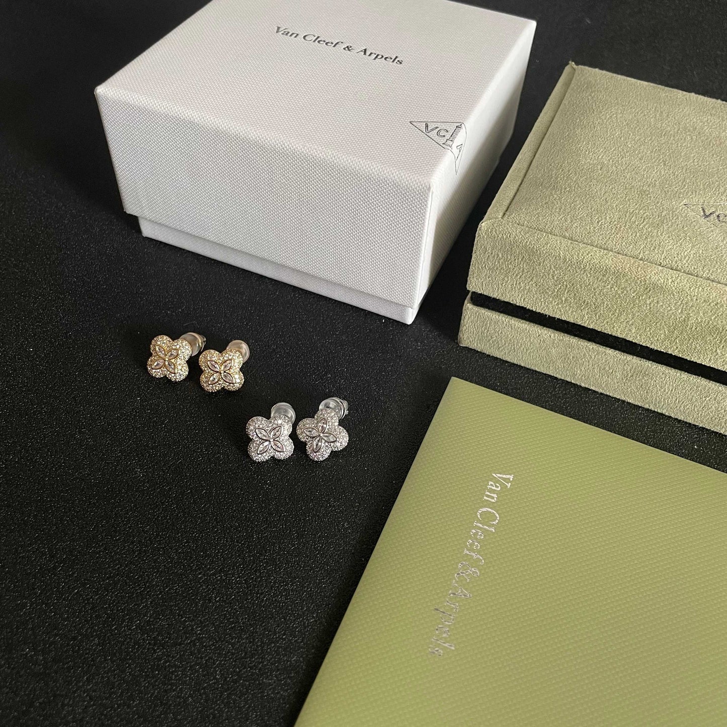 Van Cleef & Arpels Pavé Diamond Clover Stud Earrings