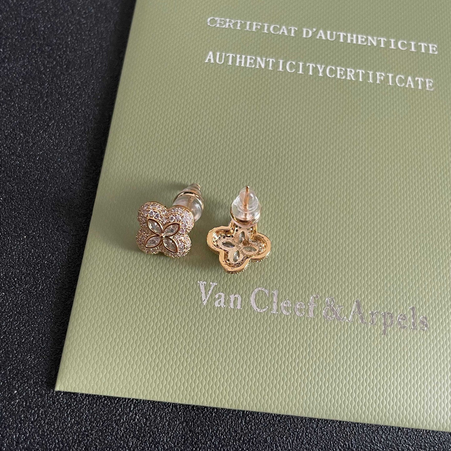 Van Cleef & Arpels Pavé Diamond Clover Stud Earrings