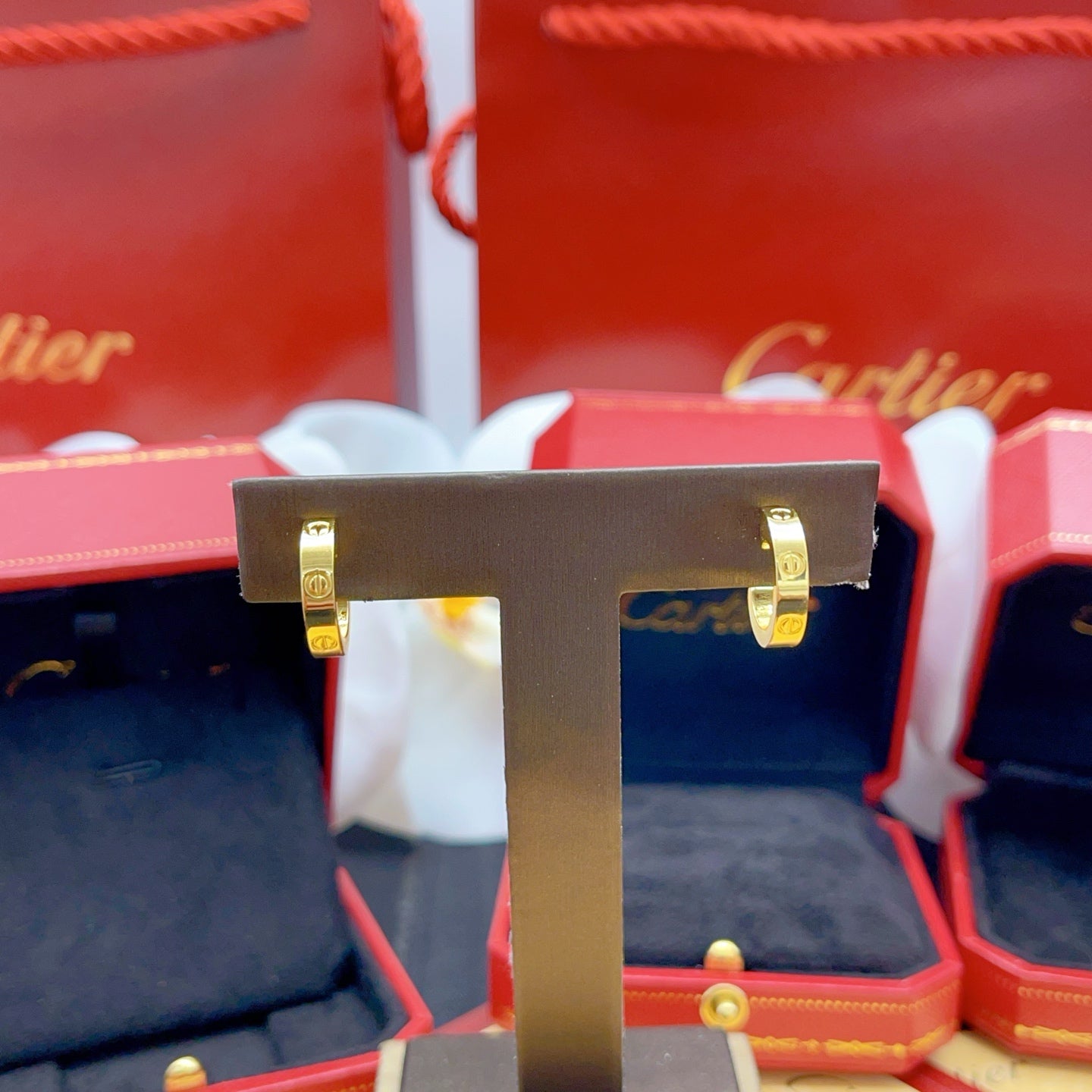 Cartier Polished Gold Stud Earrings