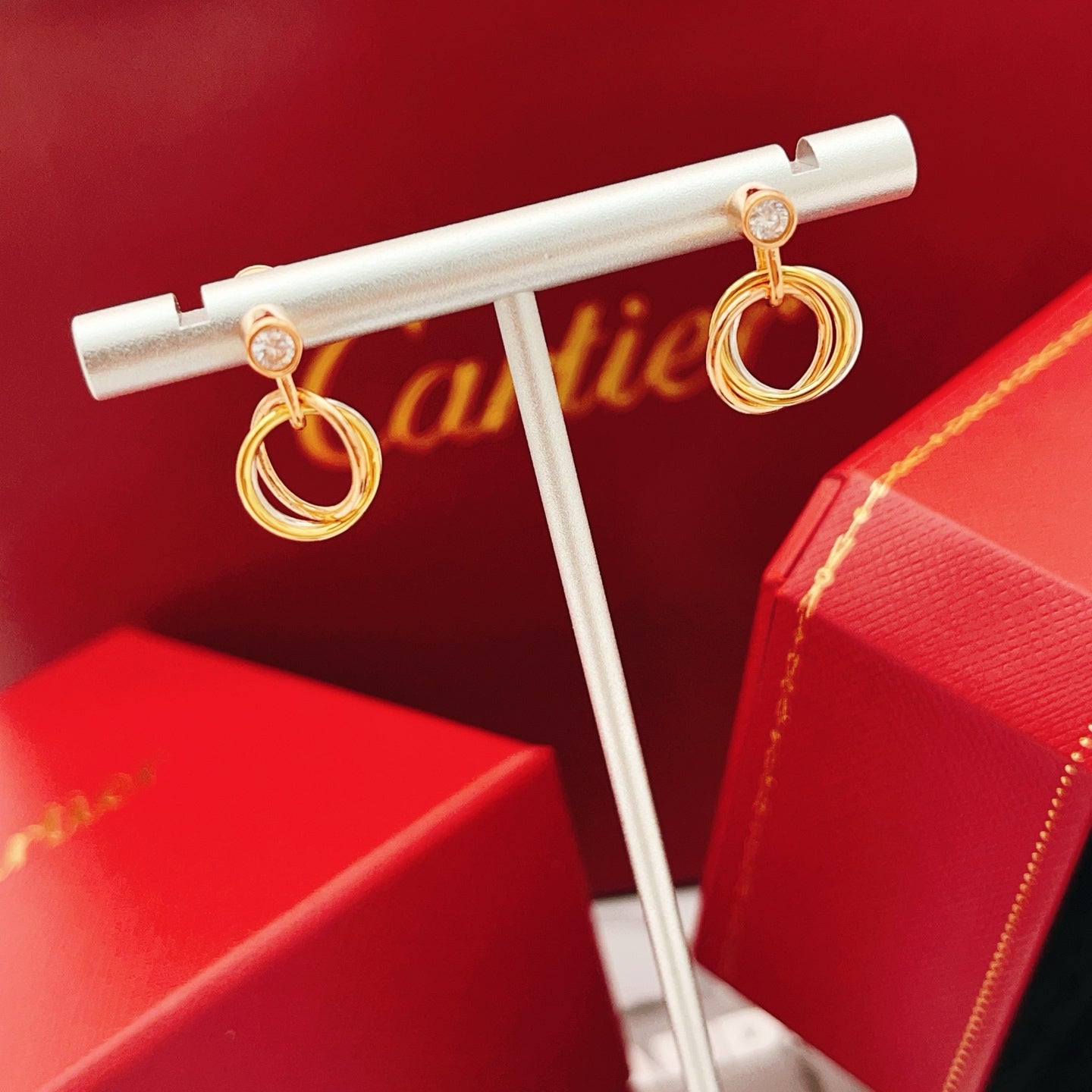 Cartier Tri-Color Stud Earrings