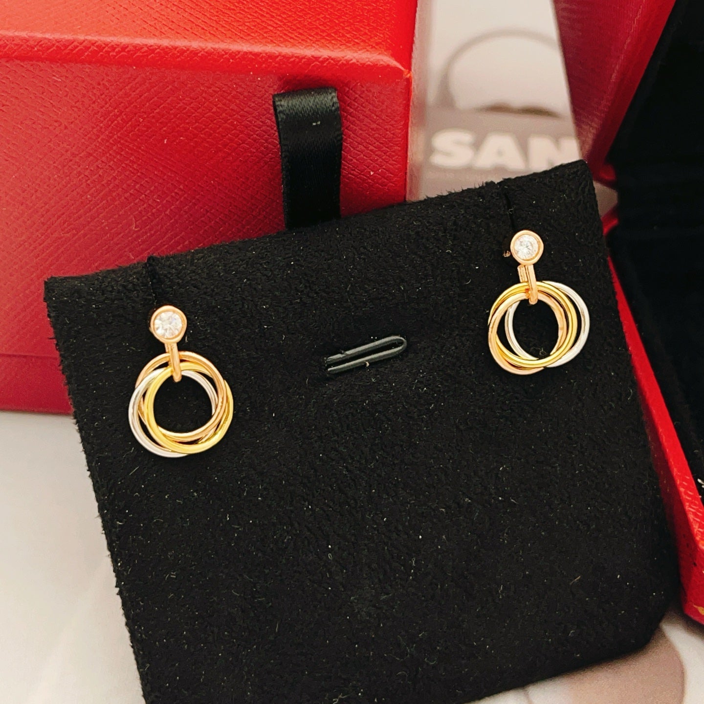 Cartier Tri-Color Stud Earrings