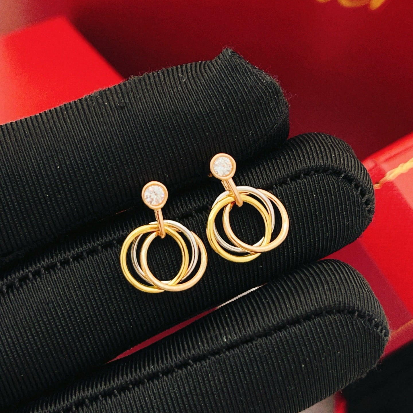 Cartier Tri-Color Stud Earrings