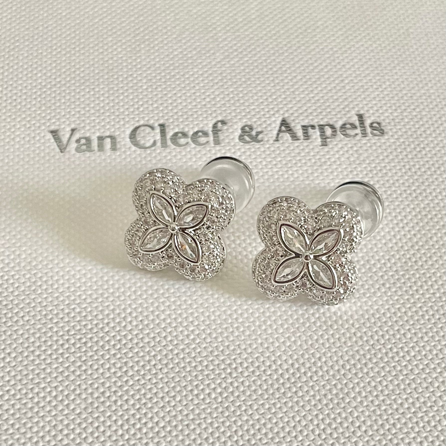 Van Cleef & Arpels Pavé Diamond Clover Stud Earrings