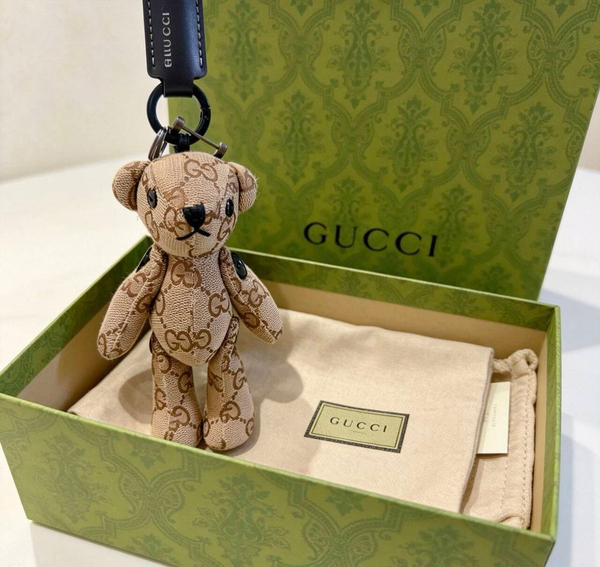 Gucci Vintage Double G Little Bear Keychain Bag Charm | Playful Italian Luxury