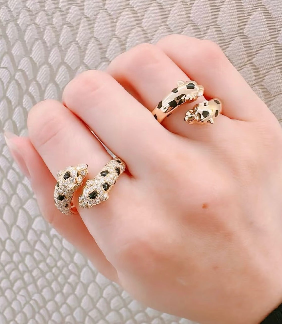 Cartier 18K Gold Pavé Diamond Panther Head Ring